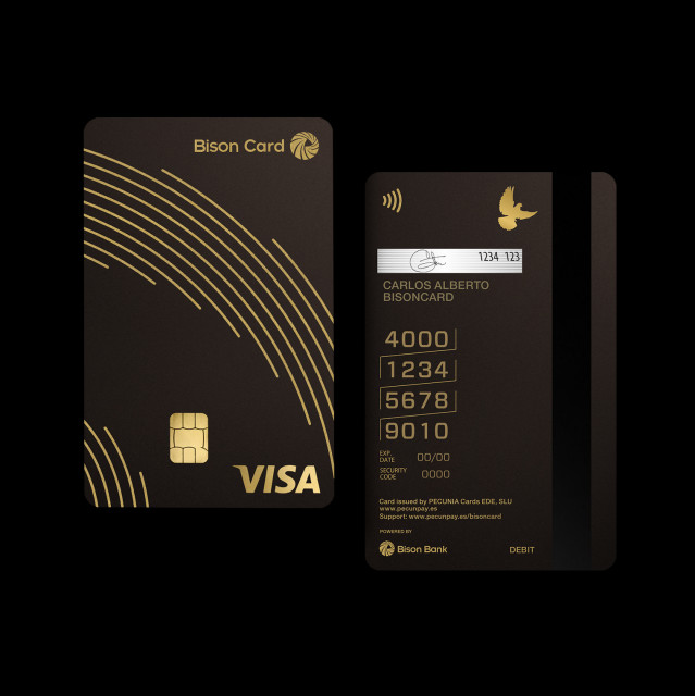 Tarjeta de Bison Bank, emitida junto a Pecunpay.