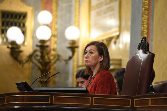 La presidenta del Congreso, Francina Armengol, durante una sesión plenaria, en el Congreso de los Diputados, a 29 de febrero de 2024, en Madrid (España).