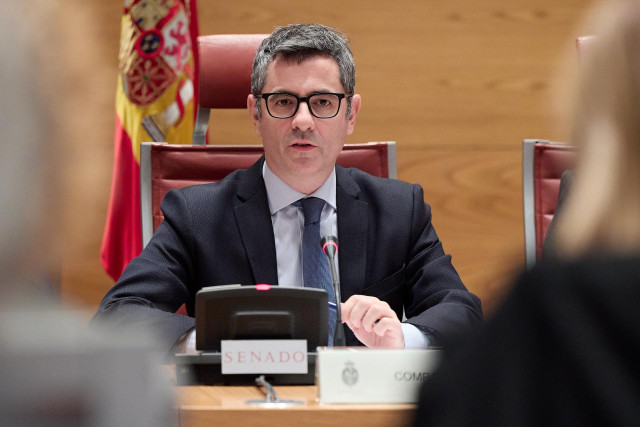 El ministro de la Presidencia, Justicia y Relaciones con las Cortes, Félix Bolaños, durante la Comisión Constitucional, en el Senado, a 5 de marzo de 2024, en Madrid (España). Durante la comisión, Bolaños ha informado sobre las líneas generales de la polí