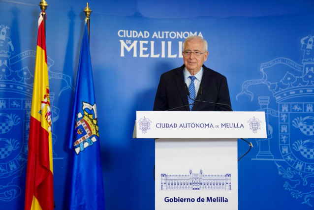 El presidente de Melilla, Juan José Imbroda (PP), este martes en una rueda de prensa