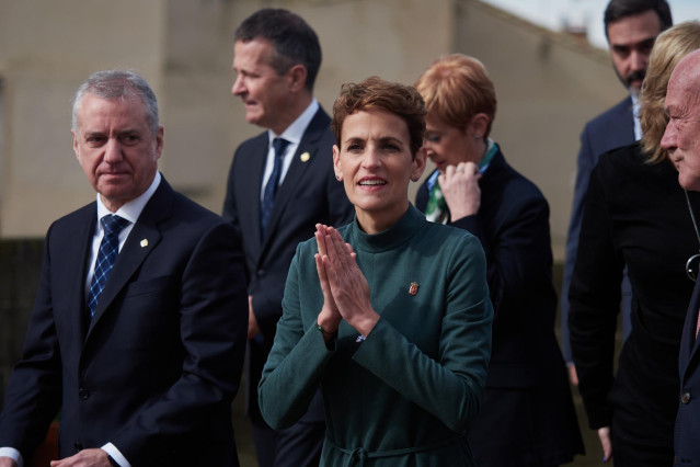 María Chivite en el acto del lunes en Olite.