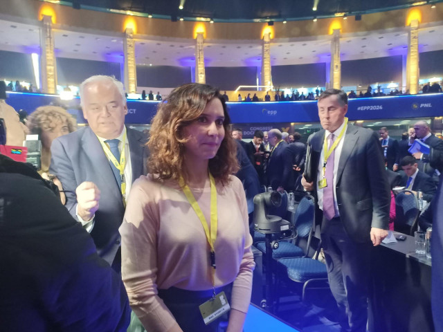 La presidenta de la Comunidad de Madrid, Isabel Díaz Ayuso, participa en el congreso del PPE que se celebra en Bucarest (Rumanía).