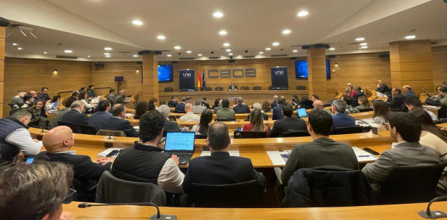 El presidente de UNO, Francisco Aranda, durante el acto en la sede de la CEOE