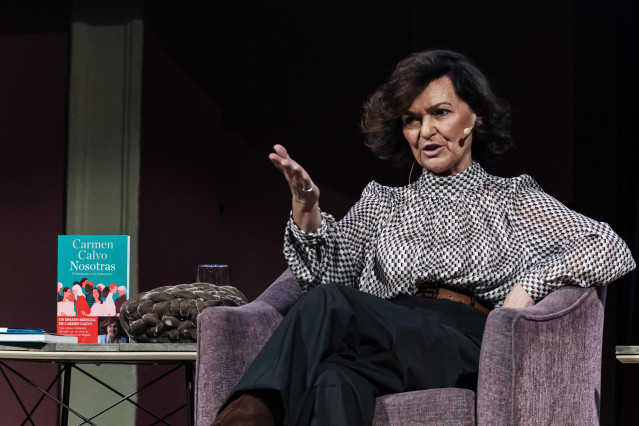 La exvicepresidenta del Gobierno, Carmen Calvo, durante la presentación del libro ‘Nosotras’ de Carmen Calvo, a 26 de febrero de 2024, en Madrid (España). (Foto de archivo).
