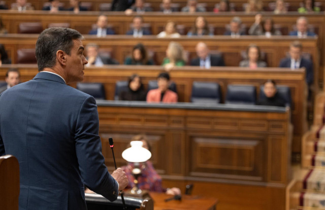 El presidente del Gobierno, Pedro Sánchez, interviene durante una sesión de control al Gobierno, en el Congreso de los Diputados, a 13 de marzo de 2024, en Madrid (España).