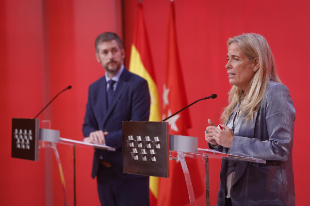 Archivo - Rocío Albert, consejera de Economía, Hacienda y Empleo de la Comunidad de Madrid en la rueda tras el Consejo de Gobierno