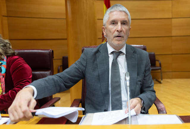 El ministro del Interior, Fernando Grande-Marlaska, durante una comisión de Interior en el Senado