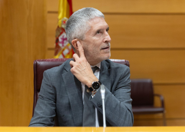 El ministro del Interior, Fernando Grande-Marlaska, durante una comisión de Interior en el Senado