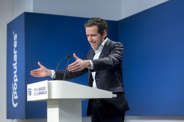 El portavoz del Partido Popular, Borja Sémper, durante una rueda de prensa posterior a la reunión del Comité de Dirección del Partido Popular, en la sede nacional del PP, a 1 de abril de 2024, en Madrid (España). El portavoz del Partido Popular ha analiza