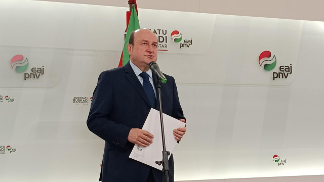El presidente del EBB del PNV, Andoni Ortuzar, en la sede de Sabin Etxea de Bilbao