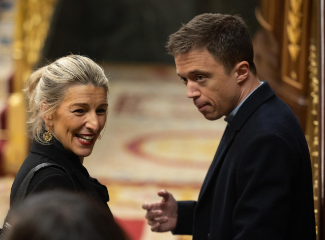 La vicepresidenta segunda y ministra de Trabajo, Yolanda Díaz y el líder de Más País, Ilñigo Errejón