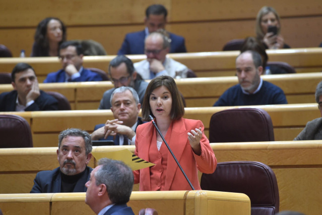 La senadora de ERC Sara Bailac interviene durante una sesión de control al Gobierno, en el Senado, a 12 de marzo de 2024, en Madrid (España). El presidente del Gobierno comparece por primera vez esta legislatura en la sesión de control del Senado donde el