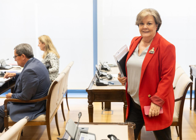 La presidenta del Tribunal de Cuentas, Enriqueta Chicano, a su llegada a la Comisión Mixta