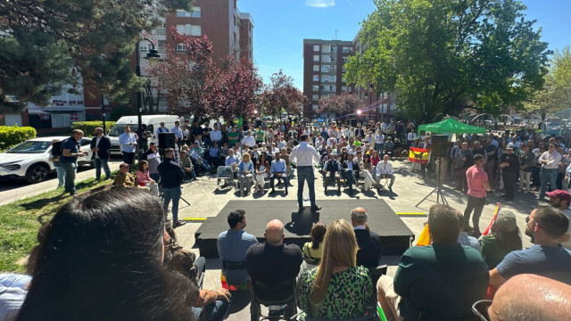 El presidente de Vox, Santiago Abascal, en Getxo.