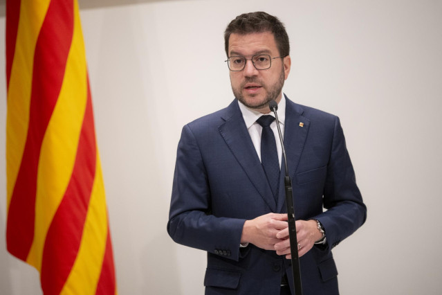 El presidente de la Generalitat, Pere Aragonès, en el Palau de la Generalitat, a 5 de abril de 2024, en Barcelona, Catalunya (España).