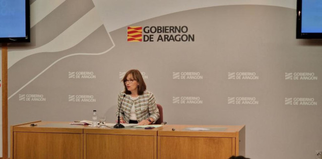 La directora del IAM, María Fe Antoñanzas, en una rueda de prensa en el edificio Pignatelli