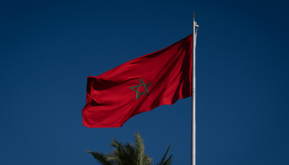 Archivo - Vista de una bandera de Marruecos