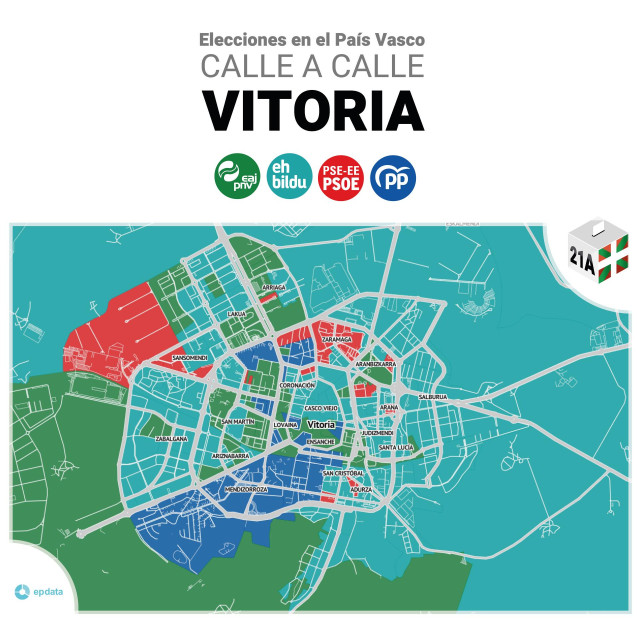 Resultado de las elecciones vascas por secciones censales en Vitoria
