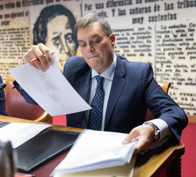 El presidente del Consejo Superior de Deportes (CSD), Víctor Francos, comparece ante la Comisión de investigación sobre las mascarillas en la pandemia del COVID-19 Senado, a 22 de marzo de 2024, en Madrid (España). Las comparecencias en la comisión de inv