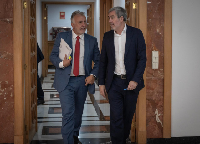 Ángel Víctor Torres y Fernando Clavijo, este lunes en Las Palmas de Gran Canaria