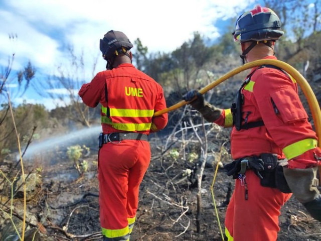 Archivo - Efectivos de la UME en la reactivación del incendio de Tenerife