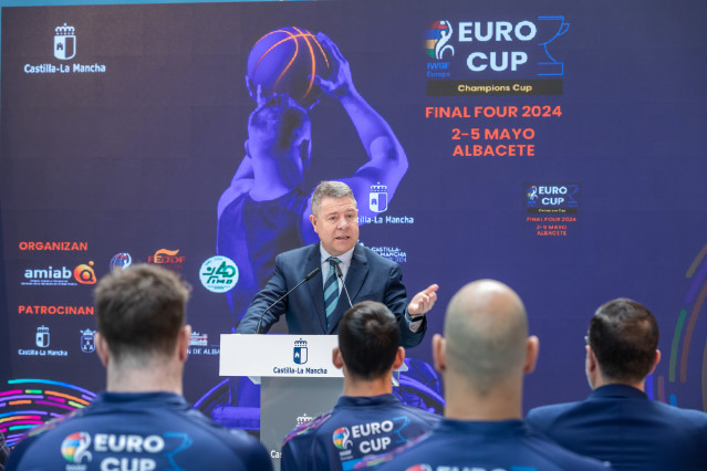 El presidente de Castilla-La Mancha, Emiliano García-Page, asiste en Toledo al acto de presentación de la Euro Cup de Baloncesto en Silla de Ruedas 2024.
