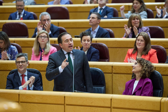 El ministro de Asuntos Exteriores, Unión Europea y Cooperación, José Manuel Albares, en el Pleno del Senado