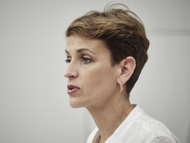 Archivo - La presidenta de Navarra, María Chivite, en una rueda de prensa después de su reunión con el ministro de Inclusión, Seguridad Social y Migraciones, en el Palacio de Navarra, a 4 de febrero de 2022, en Pamplona, Navarra (España). El encuentro, do