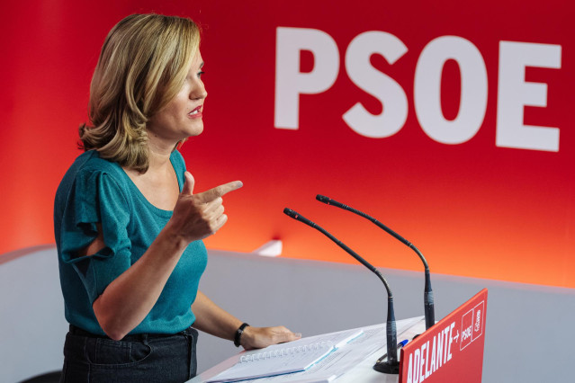 Archivo - La portavoz de la CEF y ministra de Educación y FP, Pilar Alegría, ofrece una rueda de prensa tras la reunión de la Comisión Ejecutiva Federal del PSOE, en la sede de Ferraz, a 30 de agosto de 2023, en Madrid (España).