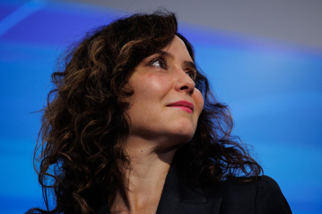 La presidenta de la Comunidad de Madrid, Isabel Díaz Ayuso, durante la clausura de la I Intermunicipal del PP de Madrid.
