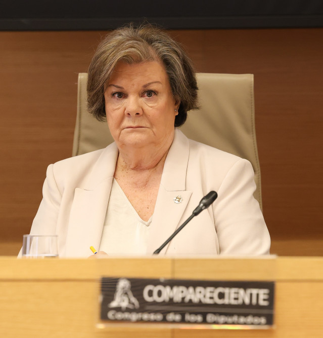 La presidenta del Tribunal de Cuentas, Enriqueta Chicano Jávega, comparece ante la Comisión sobre mascarillas, en el Congreso de los Diputados, a 22 de abril de 2024, en Madrid (España). Las comisiones de investigación sobre la compra de material sanitari
