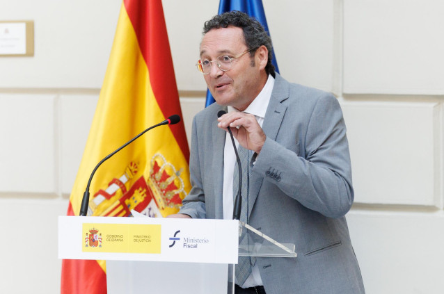Archivo - El fiscal general del Estado, Álvaro García Ortiz, durante la presentación de los avances en la transformación digital de la Fiscalía, en la Fiscalía General del Estado, a 20 de septiembre de 2023, en Madrid (España). La Fiscalía General del Est