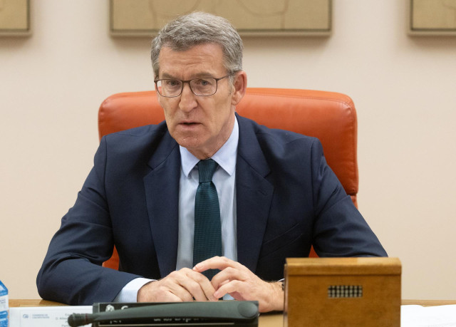 El líder del PP, Alberto Núñez Feijóo, preside la reunión de los grupos parlamentarios de Congreso y Senado a 30 de abril de 2024, en Madrid (España).