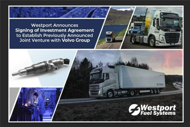 Archivo - Westport signs investment agreement with Volvo Group to accelerate the commercialization and global adoption of Westport’s HPDI™ fuel system technology for long-haul and off-road applications (CNW Group/Westport Fuel Systems Inc.)
