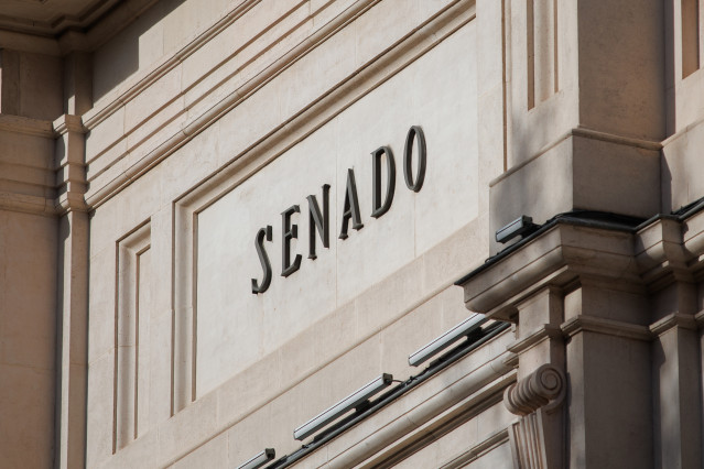 Archivo - La fachada del Senado tras el acto de Izado Solemne de la bandera de España, en la plaza de La Marina Española, a 6 de diciembre de 2023, en Madrid (España).