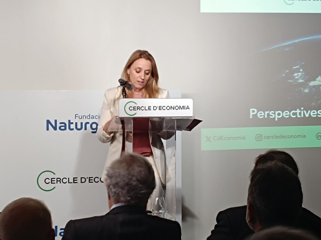 La consellera de Economía, Natàlia Mas, durante su intervención en el Cercle este viernes