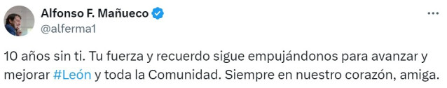 Mensaje del presidente de la Junta, Alfonso Fernández Mañueco, en el décimo aniversario del asesinato de Isabel Carrasco