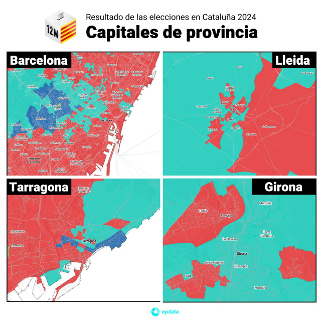 Resultado de las elecciones en Cataluña en las capitales de provincia