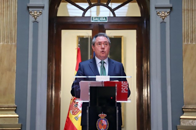 El portavoz del PSOE en el Senado, Juan Espadas, en una foto de archivo.
