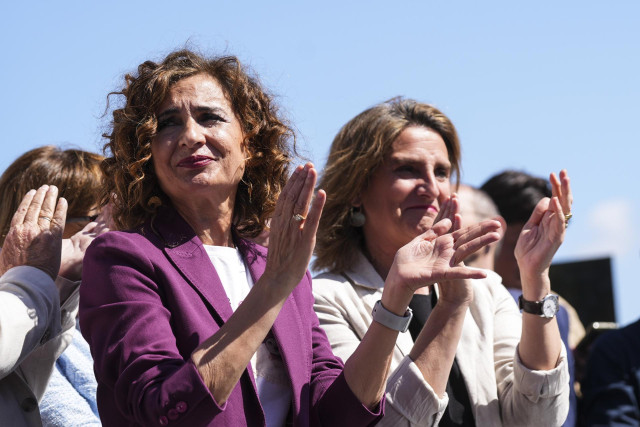 La vicesecretaria general del PSOE, María Jesús Montero, interviene durante el acto de presentación de la candidatura socialista a las elecciones europeas de 9 de junio, a 15 de mayo de 2024 en Sevilla (Andalucía, España). El acto de presentación de la ca