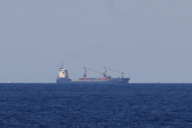 El buque Borkum llegando al puerto de Cartagena, a 16 de mayo de 2024, en Cartagena, Región de Murcia (España). El Ministerio de Transportes afirmó ayer, que el buque Borkum que ha llegado esta mañana a Cartagena, no se dirige 