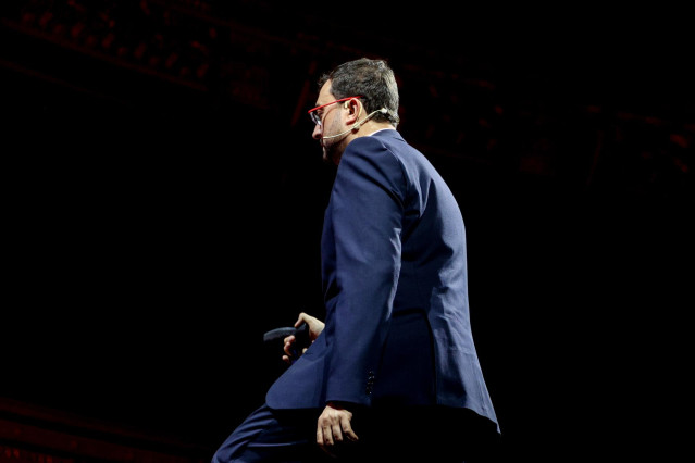 El presidente del Principado de Asturias, Adrián Barbón, durante la quinta edición del Gran Foro del Talento, en el Teatro Real, a 16 de mayo de 2024, en Madrid (España). El encuentro, organizado por TRIVU reúne a los principales líderes empresariales, po