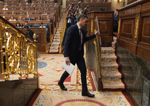 El presidente del Gobierno, Pedro Sánchez, durante una sesión plenaria, en el Congreso de los Diputados, a 22 de mayo de 2024, en Madrid (España).