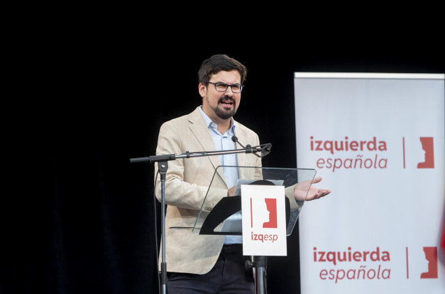 Archivo - El líder de Izquierda Española, Guillermo del Valle, interviene durante el acto de presentación del partido político ‘Izquierda Española’, en la Casa del Reloj, a 17 de marzo de 2024, en Madrid (España).