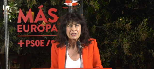 La minista de Igualdad, Ana Redondo, este jueves en el mitin de apertura de campaña de las europeas celebrado en Valladolid