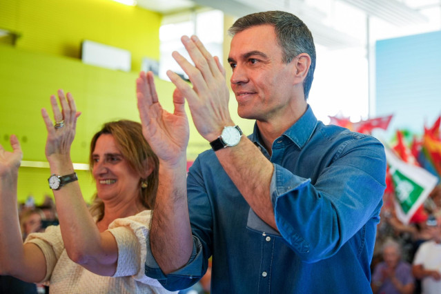 El presidente del Gobierno, Pedro Sánchez, a su llegada al acto, a 25 de mayo de 2024, en Sevilla, Andalucía (España).