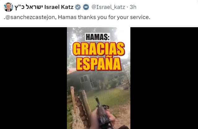 El ministro de Exteriores de Israel publica un video en la red social X con el mensaje a Pedro Sánchez 