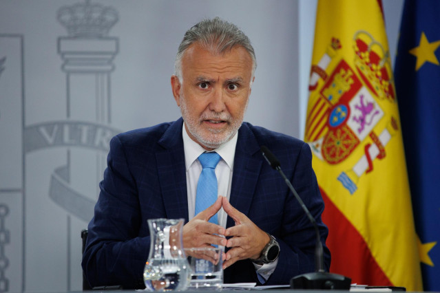 El ministro de Política Territorial y Memoria Democrática, Ángel Víctor Torres, durante una rueda de prensa posterior a la reunión del Consejo de Ministros, a 28 de mayo de 2024, en Madrid (España)