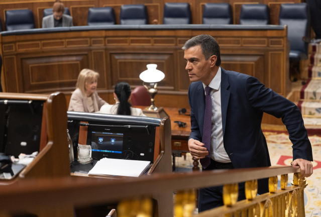 El presidente del Gobierno, Pedro Sánchez, durante una sesión plenaria, en el Congreso de los Diputados, a 22 de mayo de 2024, en Madrid (España).