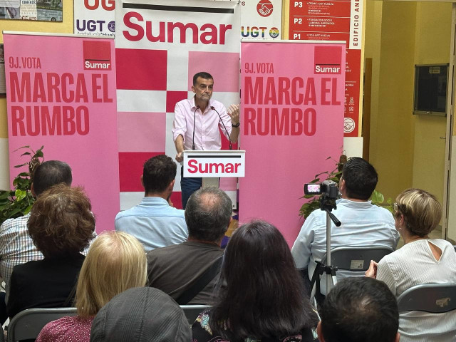 El coordinador general de Izquierda Unida, Antonio Maíllo, durante su intervención.